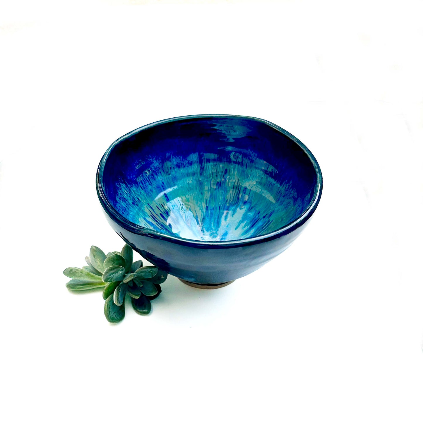Laurie Wilkey | Green and Dark Blue Ceramic Serving Bowl