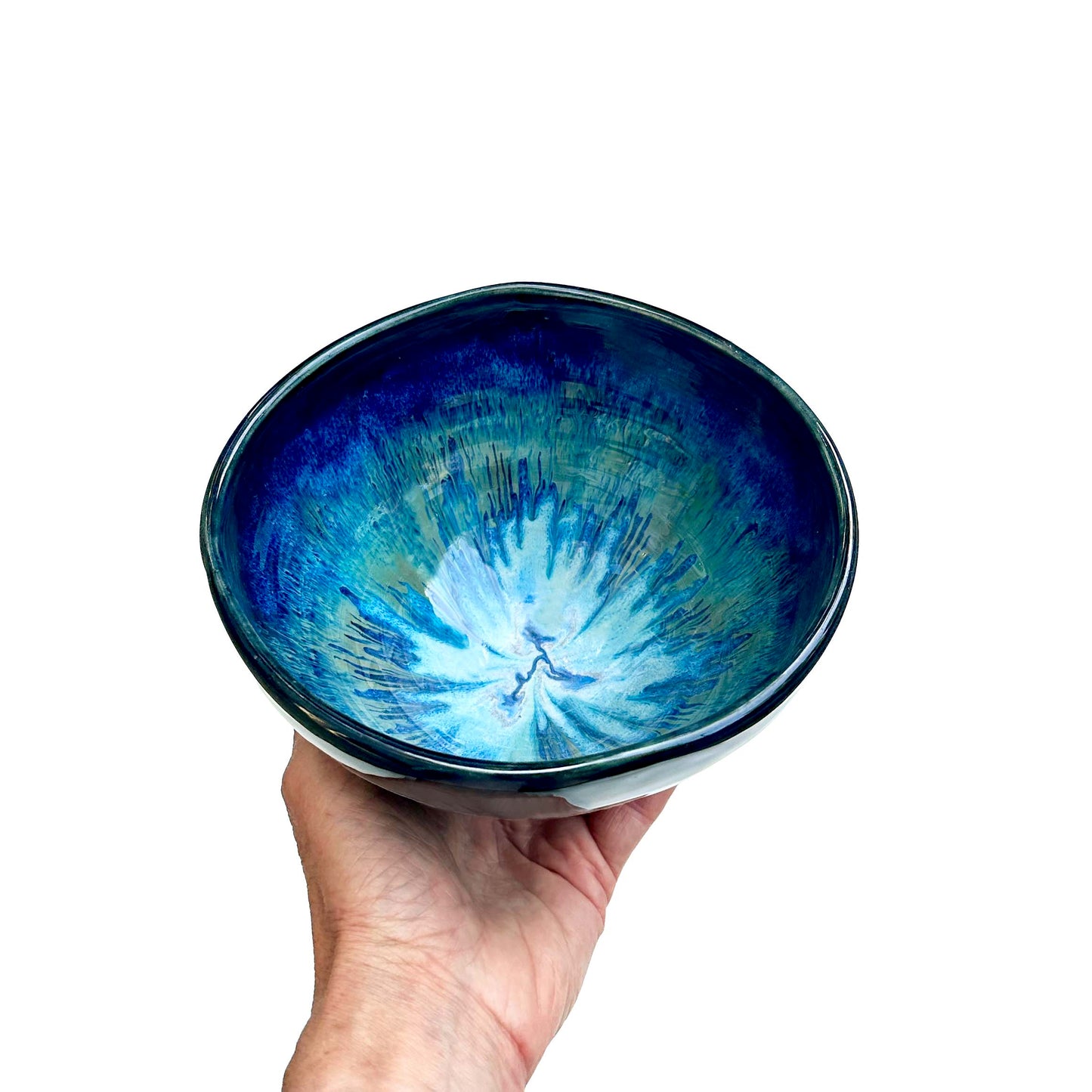 Laurie Wilkey | Green and Dark Blue Ceramic Serving Bowl